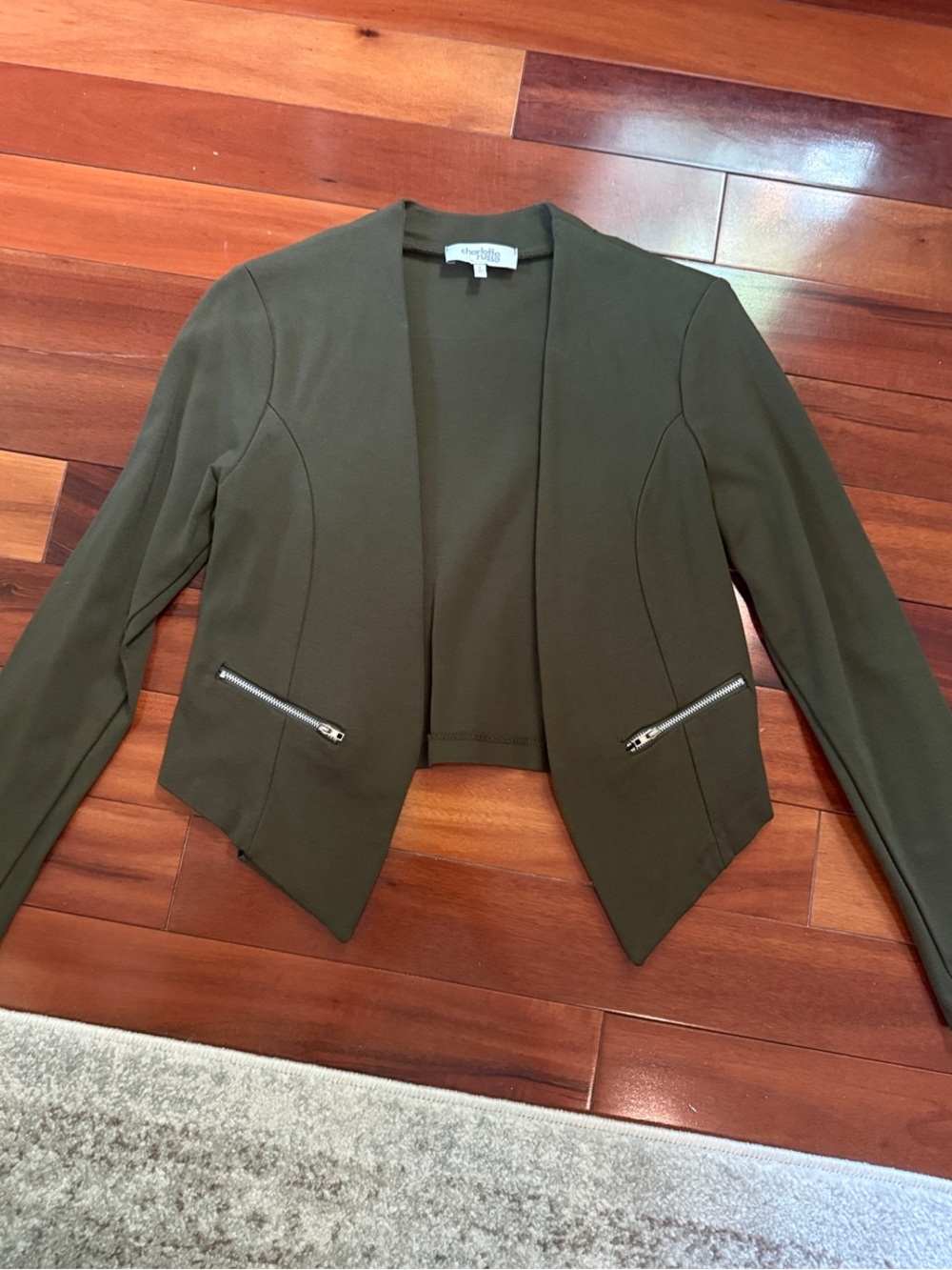 Charlotte Russe Olive Green Open Front Blazer Jacket